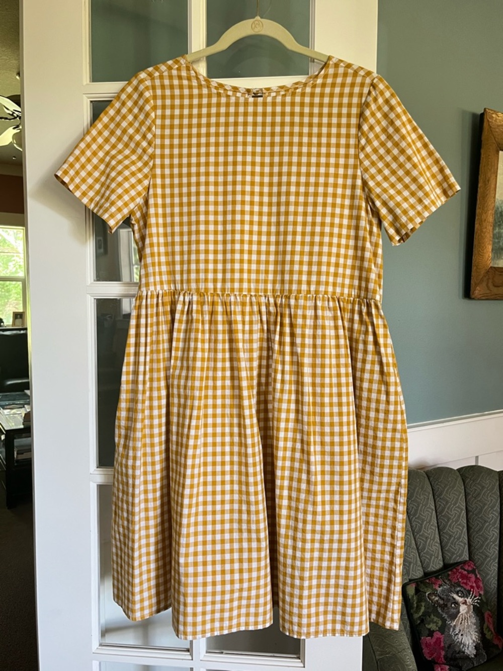 Tradlands Nico Dress S gingham goldenrod cottagecore cotton farmhouse lagenlook